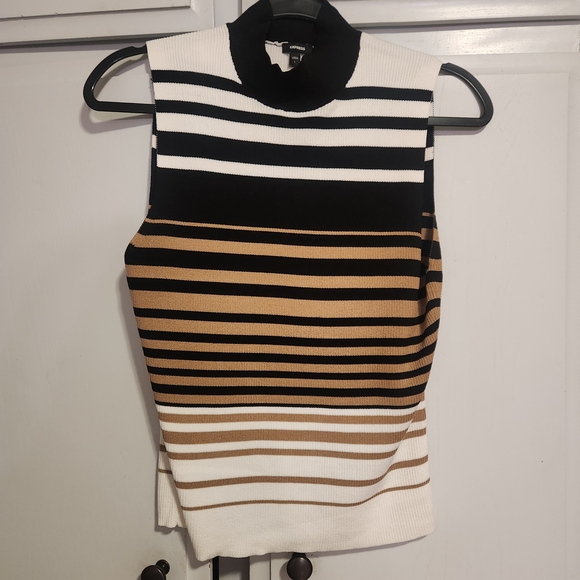 Express Black, White, and Tan Striped Tank Top - Picture 2 of 4